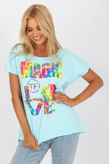 Gaiši zila blūze ar apdruku...