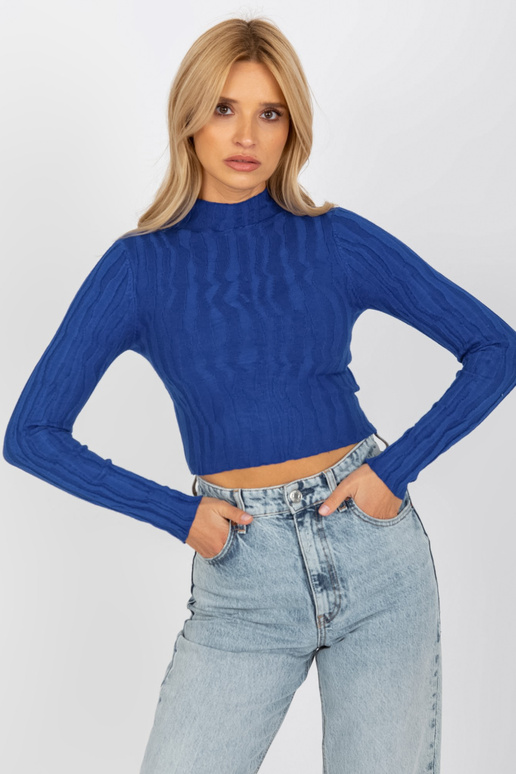 Kobalta īss džemperis ar stāvapkakli