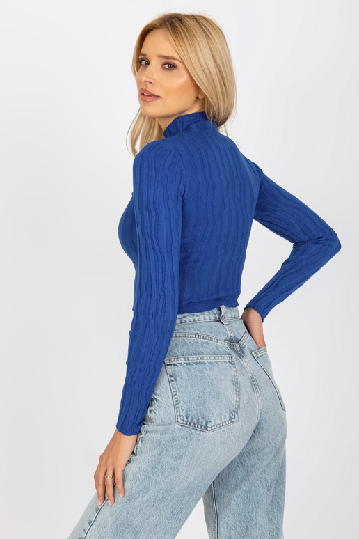 Kobalta īss džemperis ar stāvapkakli