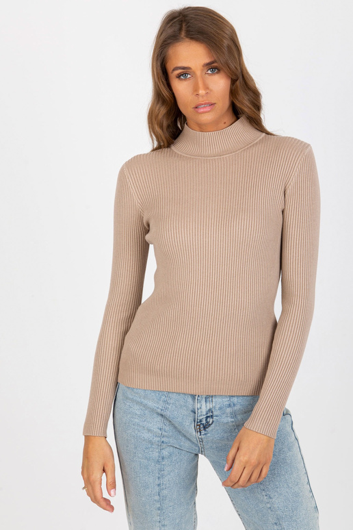 Tumši bēšs rievotu bruņurupuču džemperis Tumši bēšs rievotu bruņurupuču džemperis