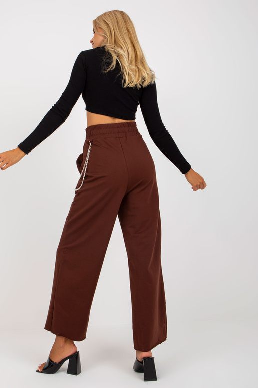 Tumši brūnas platas sporta bikses ar...