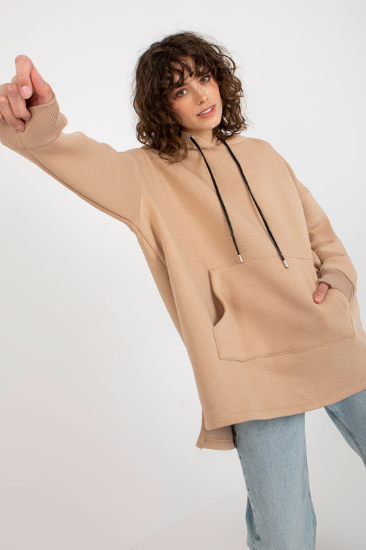 Camel Oversize garš džemperis ar kapuci