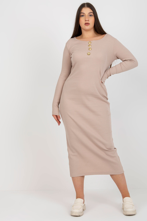 Bēša rievota liela izmēra kleita ar...