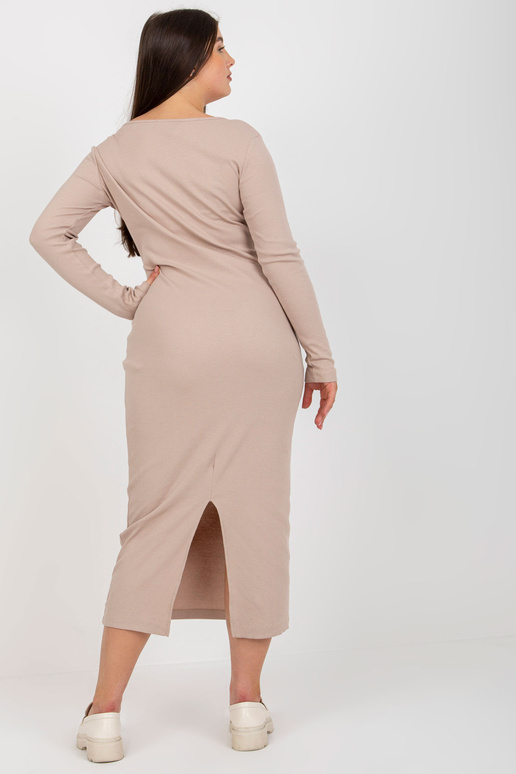 Bēša rievota liela izmēra kleita ar...