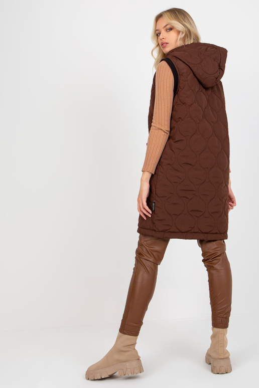 Tumši brūna sieviešu stepēta veste ar...