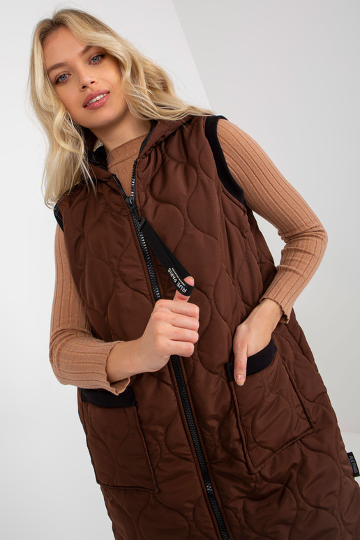 Tumši brūna sieviešu stepēta veste ar...