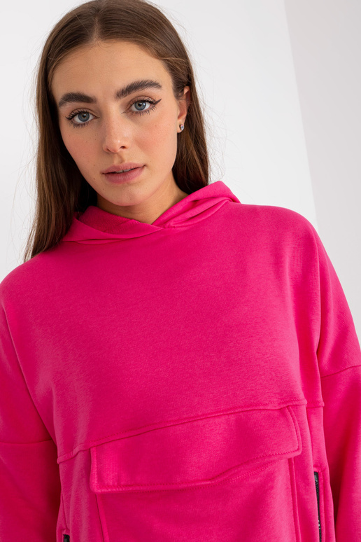 Fluo rozā kokvilnas garais džemperis Fluo rozā kokvilnas garais džemperis