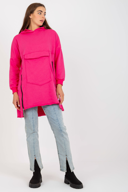 Fluo rozā kokvilnas garais džemperis Fluo rozā kokvilnas garais džemperis
