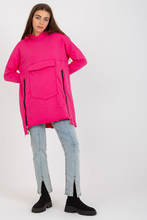 Fluo rozā kokvilnas garais džemperis Fluo rozā kokvilnas garais džemperis