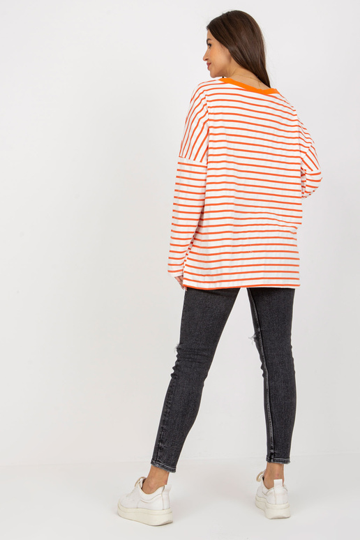 Oranža un balta brīva V veida kakla...