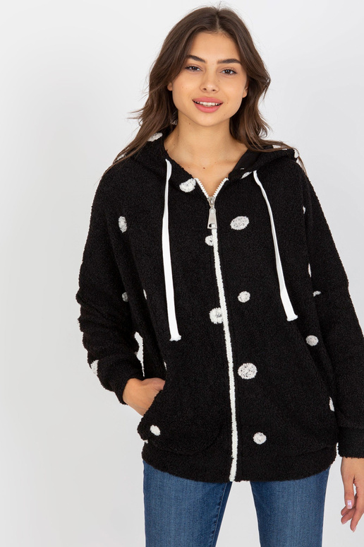 Melns plīša džemperis ar punktiem