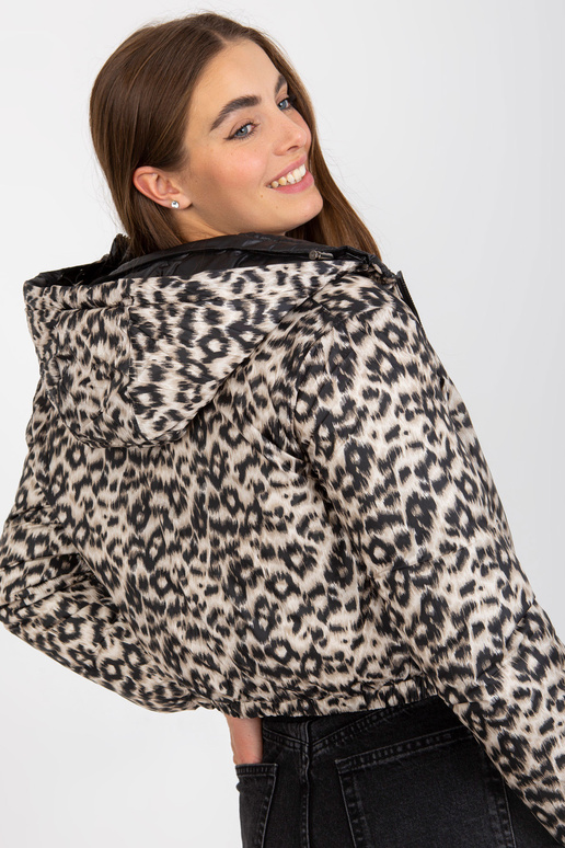 Melna abpusēja īsa stepēta jaka ar...