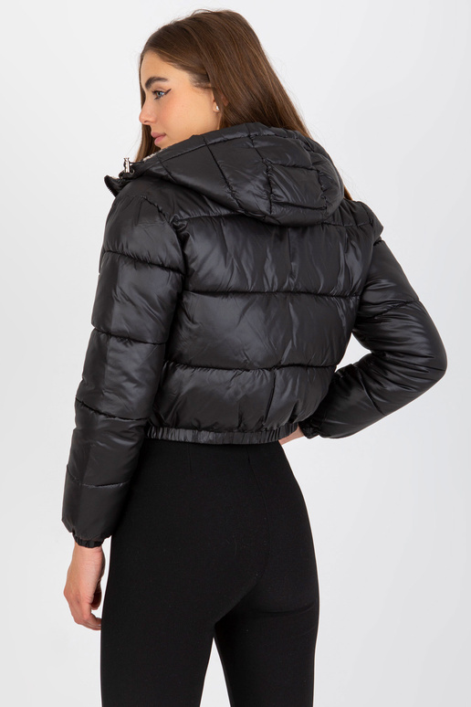 Melna abpusēja īsa stepēta jaka ar...