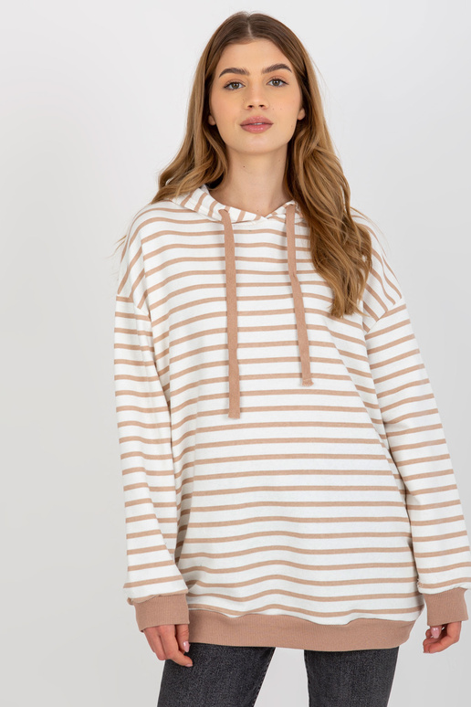 Kamieļu balts brīvs svītrains kapucis