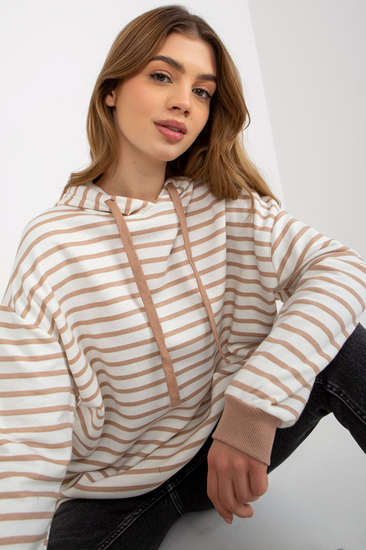 Kamieļu balts brīvs svītrains kapucis