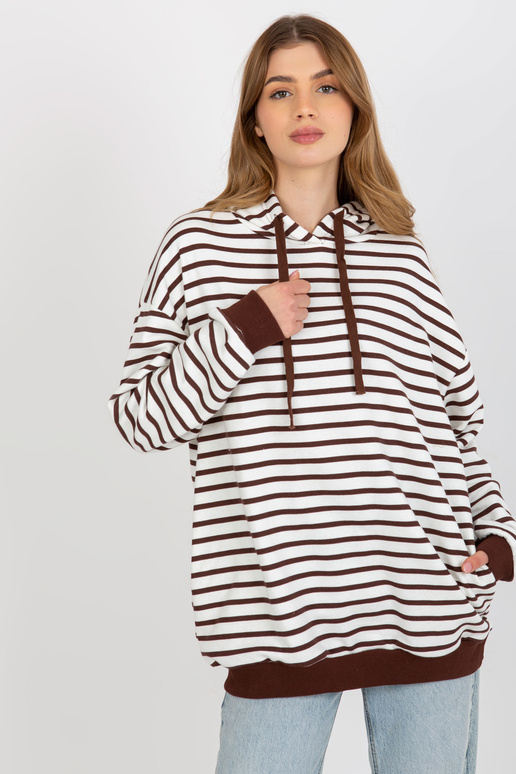 Tumši brūns un balts brīvs svītrains...