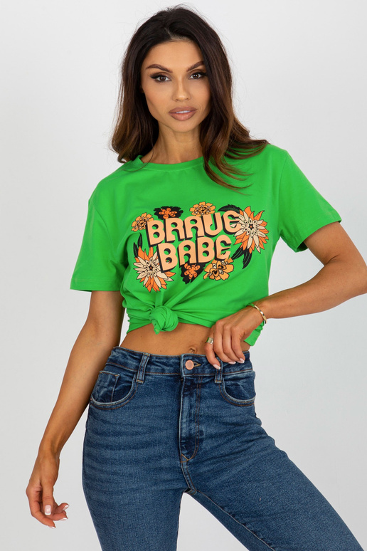 Zaļš sieviešu T-krekls ar apdruku un...