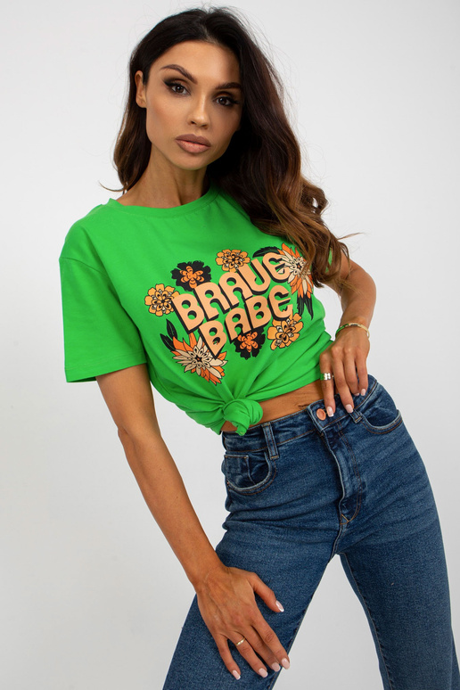 Zaļš sieviešu T-krekls ar apdruku un...