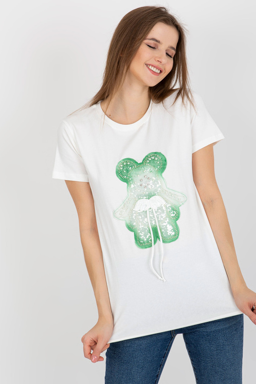 Ecru Green Cotton sieviešu T-krekls...