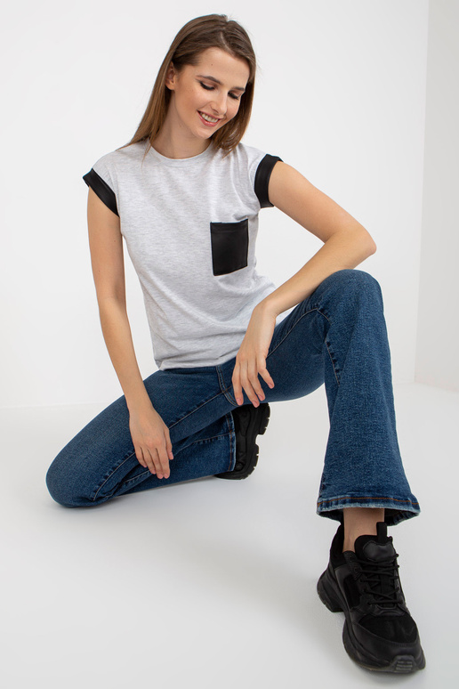 Pelēks melanžs sieviešu t-krekls ar...