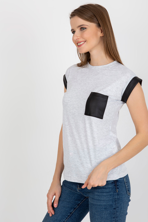 Pelēks melanžs sieviešu t-krekls ar...