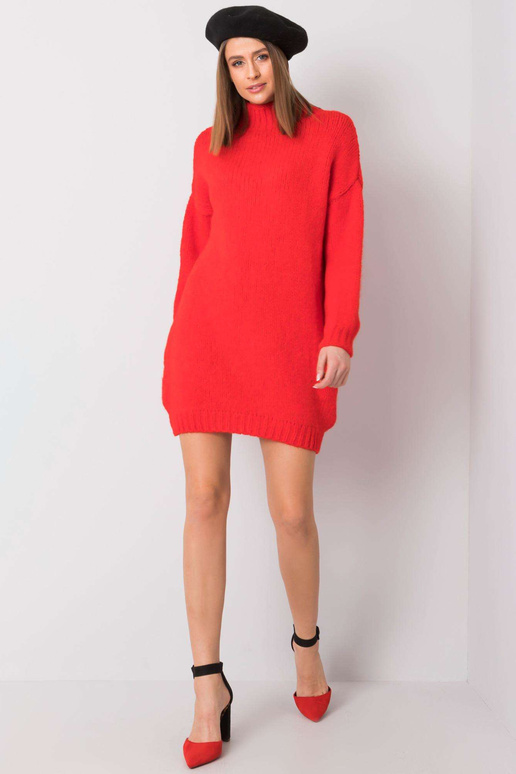 Sarkana brīva trikotāžas kleita