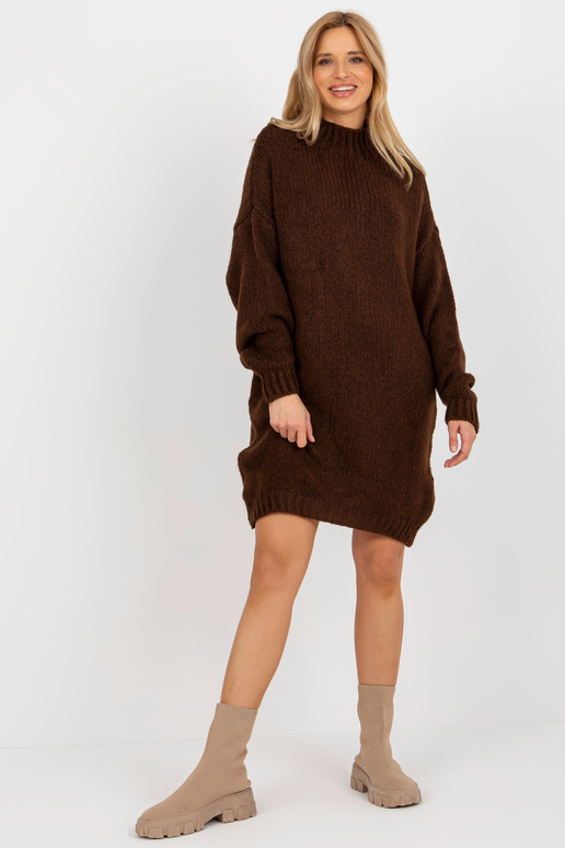 Tumši brūna, brīva trikotāžas kleita...