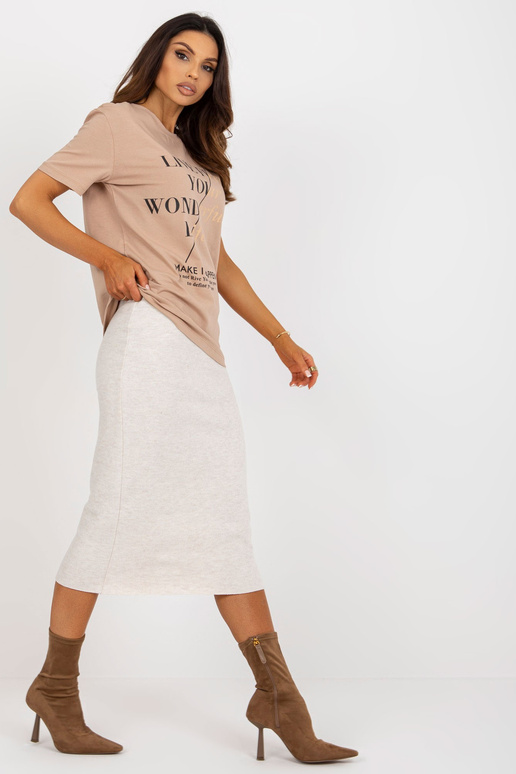 Tumši bēšs sieviešu t-krekls ar...