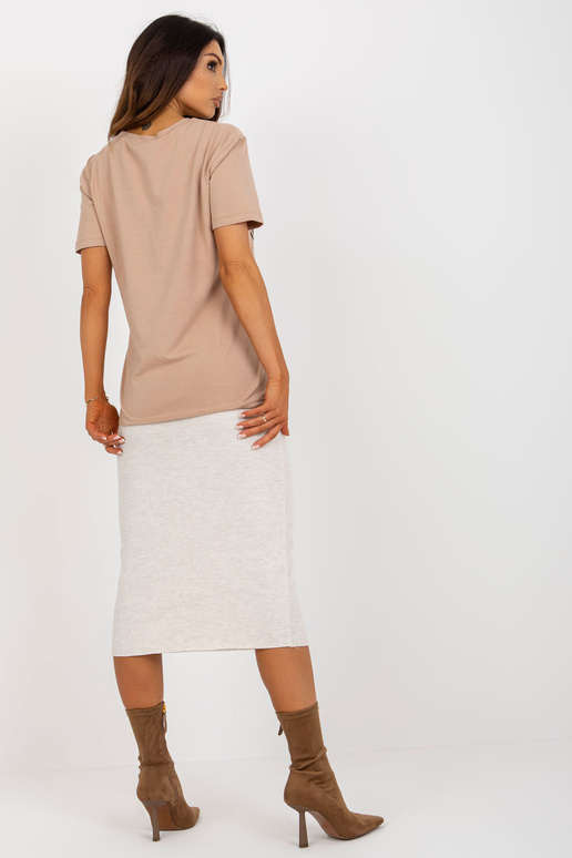 Tumši bēšs sieviešu t-krekls ar...