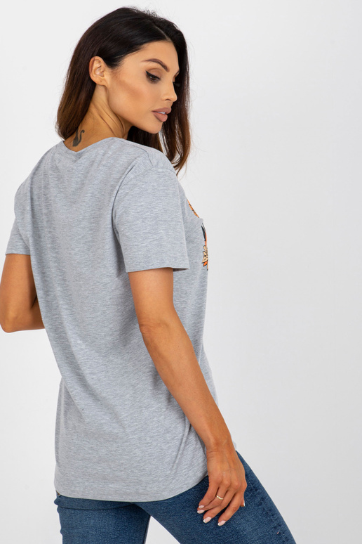 Pelēka melanža dāmu t-krekls ar apdruku