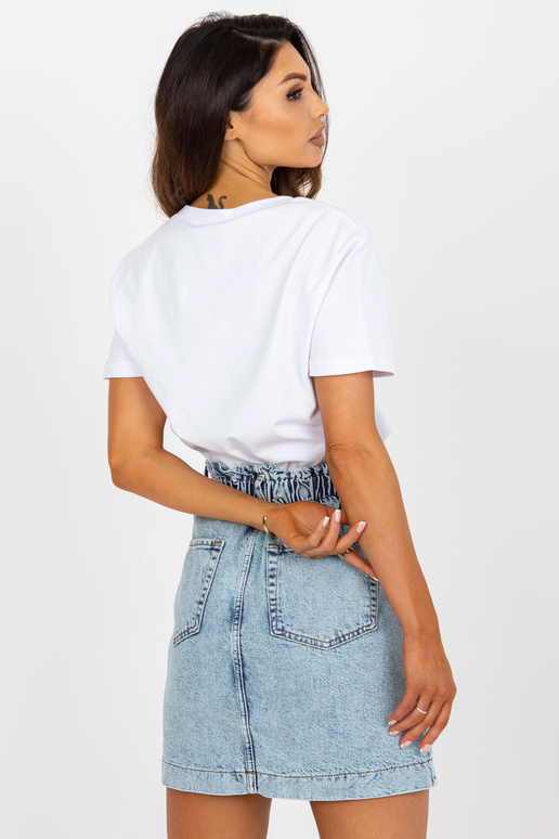 Balts kokvilnas sieviešu T-krekls ar...