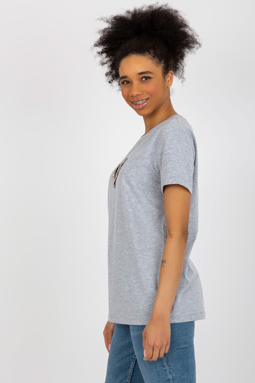 Pelēks sieviešu T-krekls ar sirds... Pelēks sieviešu T-krekls ar sirds...