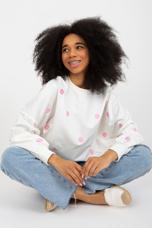 Ecru polka dot džemperis ar kapuci