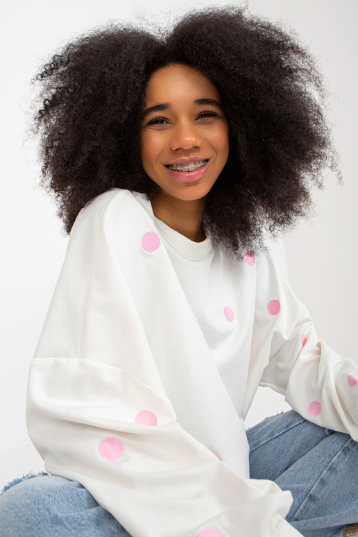 Ecru polka dot džemperis ar kapuci