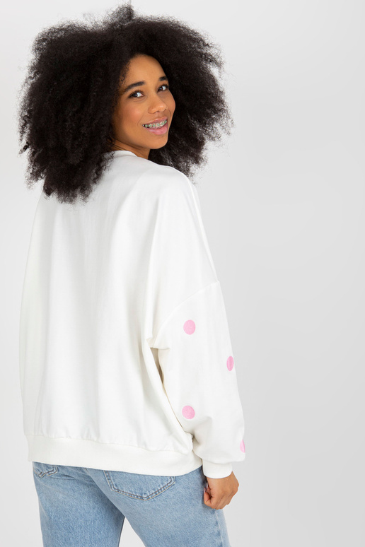 Ecru polka dot džemperis ar kapuci