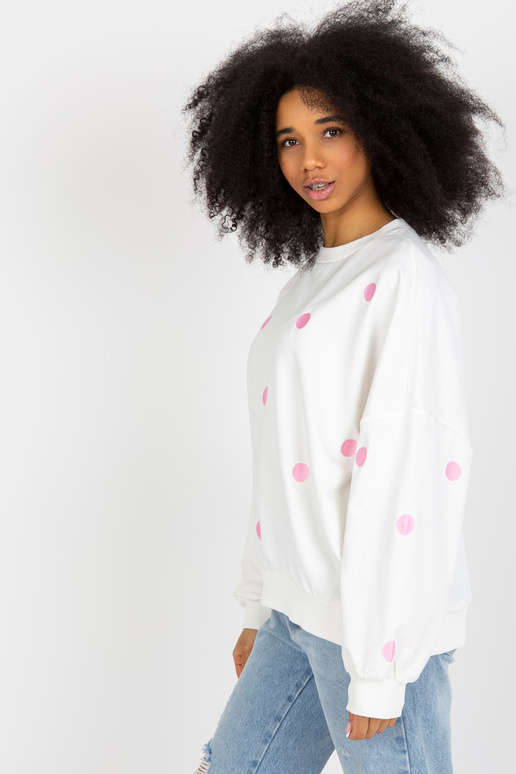 Ecru polka dot džemperis ar kapuci