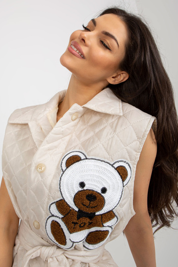 Gaiši bēša stepēta veste ar...