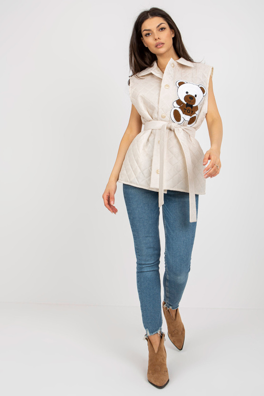 Gaiši bēša stepēta veste ar ielāpu un...