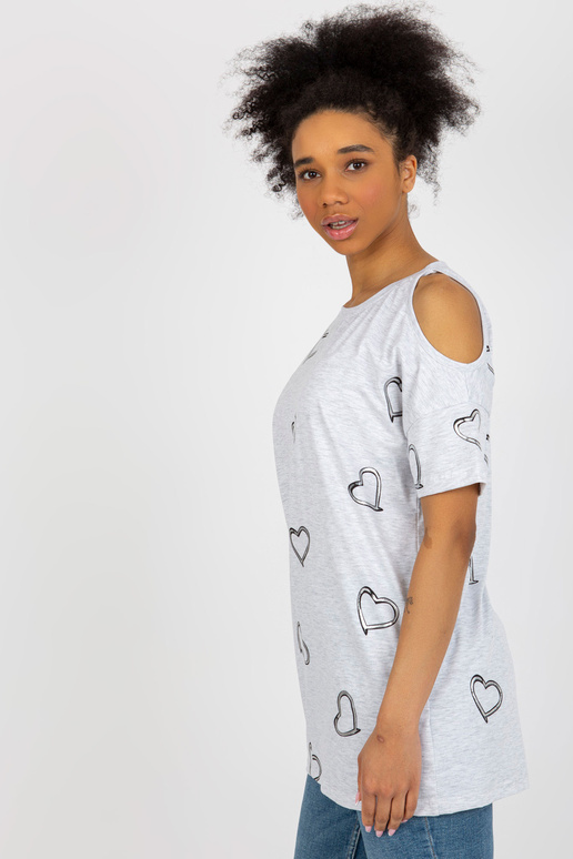 Blūze ar gaiši pelēku apdruku ar...