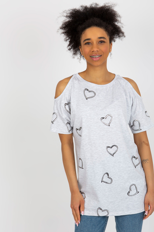 Blūze ar gaiši pelēku apdruku ar...