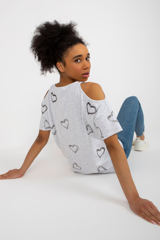 Blūze ar gaiši pelēku apdruku ar...