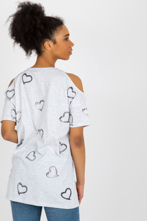 Blūze ar gaiši pelēku apdruku ar...