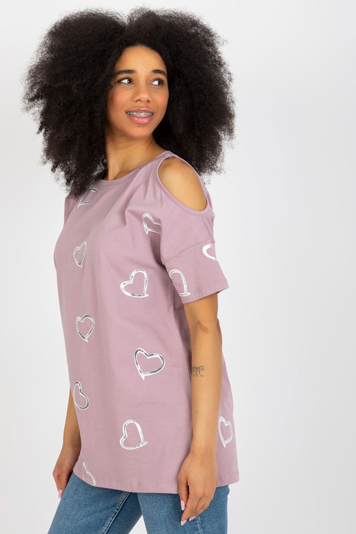 Gaiši violeta kokvilnas apdrukas blūze Gaiši violeta kokvilnas apdrukas blūze