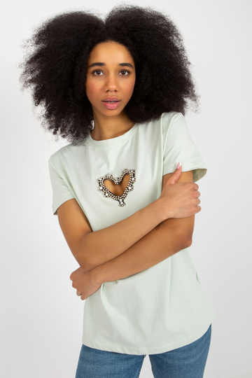 Gaišas krāsas t-krekls ar...