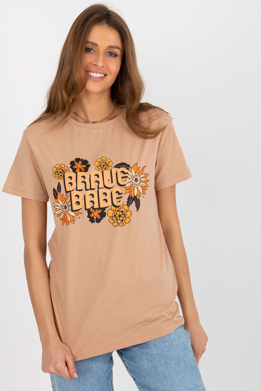 Kamieļu sieviešu t-krekls ar uzrakstu... Kamieļu sieviešu t-krekls ar uzrakstu...