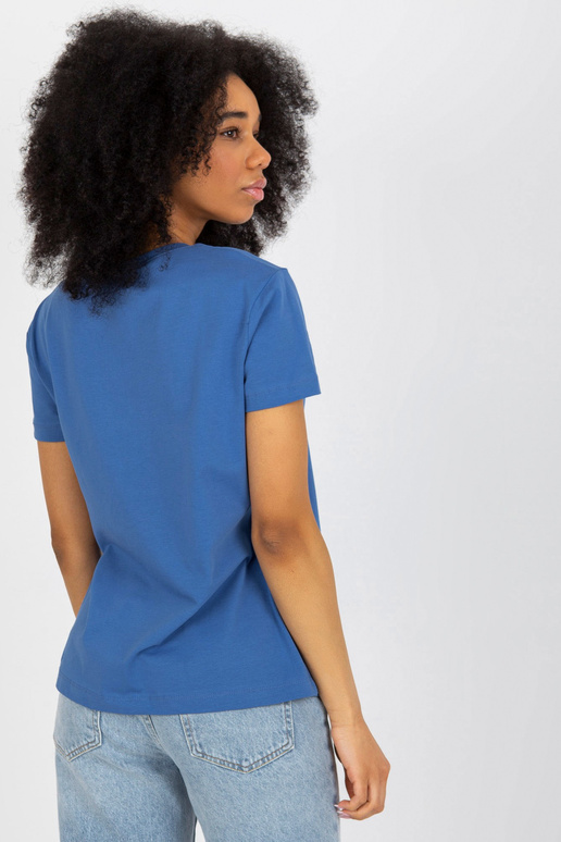 Tumši zils kokvilnas T-krekls ar...