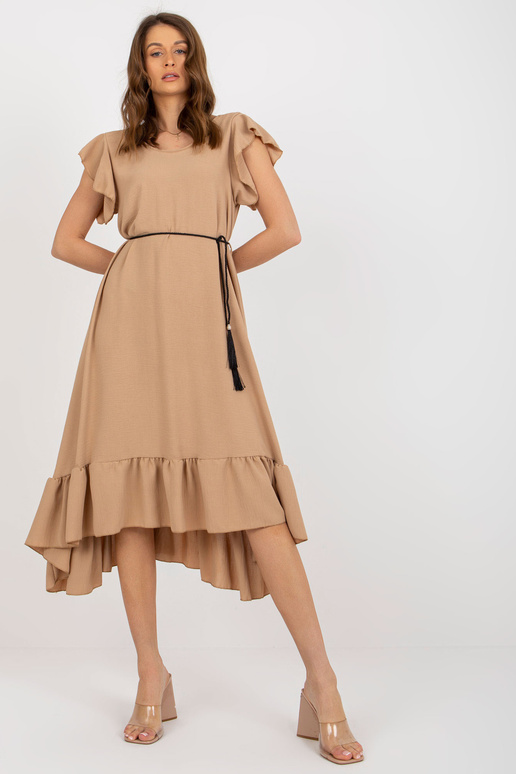 Kamieļa lielizmēra kleita ar volānu...