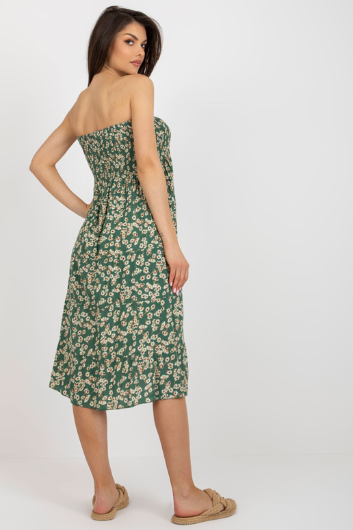Tumši zaļa ziedu vasaras kleita ar...