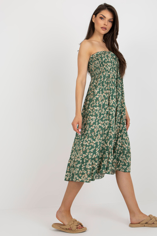 Tumši zaļa ziedu vasaras kleita ar...