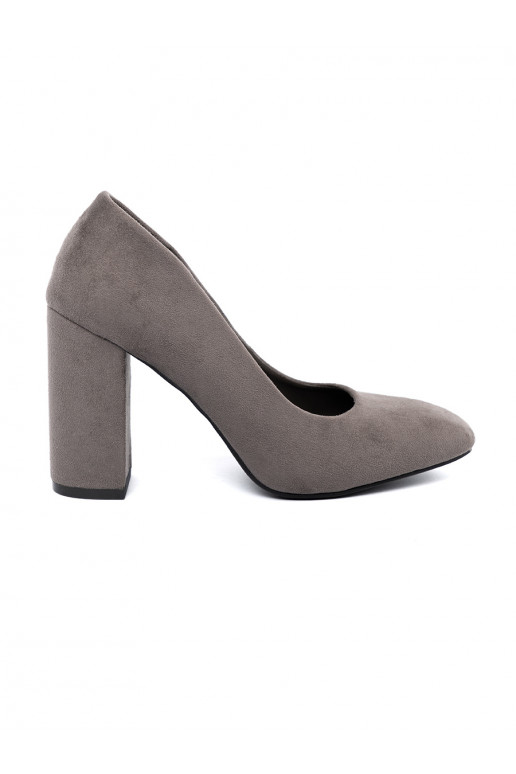 zamšādas puszābaki uz papēža pelēkas krāsas